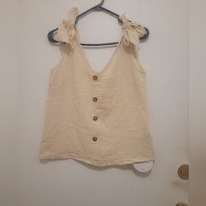 SHEIN Vacation Button-Front Tie Shoulder Tank – Size S (NWT)